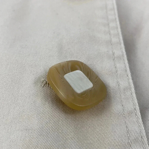 2/$25Cream tan business casual V-neck formal office trenchcoat  short jacket M - Picture 6 of 12